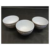 3 JAJ England Pyrex Gray Glass Bowls