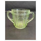 Vintage Uranium Glass Double Handle Dish
