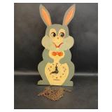 1950s Rabbit Moving Eyes Wooden Wall Clock