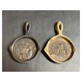 Mini Cast Iron Skillets Train & Deer Embossed