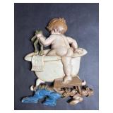 Vintage Cast Metal Sexton Bare Bottom Child In Tub