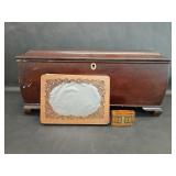 3pc Vintage Wooden Bombay Lasercraft Trinket Box