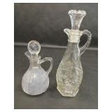 2 Clear Glass Oil Cruet Bottles with Stoppers