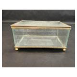 Beveled Glass Jewelry Box Etched Floral Design