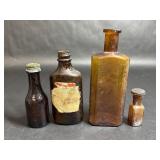 Vintage Amber Apothecary Bottles