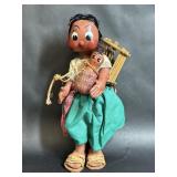 Vintage Mexican Paper Mache Oil Cloth Doll