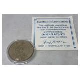Nolan Ryan's 7 Career No Hitters Coin w/ COA