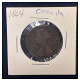 1864 Canadian 1 Cent Coin ft. Queen Victoria