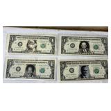 U.S. $1 Bills w/ Cut Out Faces- MLK, Santa, George