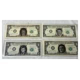 U.S. $1 Bills w/ Cut Out Faces- JFK