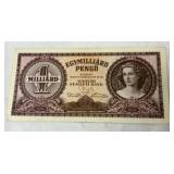 1946 Hungarian 1 Milliard Pengo Banknote
