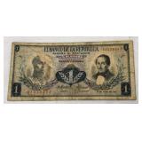 1972 Colombian 1 Peso De Oro Banknote