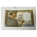 1940s 10 French Franc Banknote