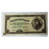1946 100 Million Pengo Hungry Banknote
