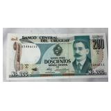 1986 Uruguayan 200 Nuevos Pesos Banknote