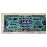 1944 100 Francs Allied Military Currency