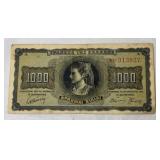 1942 1000 Drachmai Banknote from Greece