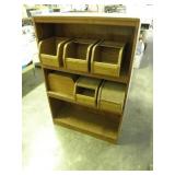 WOOD SHELF W/ ROLL TOP CONTAINERS WOOD SHELF W/ ROLL TOP CONTAINERS