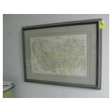 FRAMED MAP OF MT FRAMED MAP OF MT