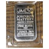 JOHNSON MATTHEY 1 TROY OUNCE SILVER BAR JOHNSON MATTHEY 1 TROY OUNCE SILVER BAR