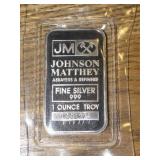 JOHNSON MATTHEY 1 TROY OUNCE SILVER BAR JOHNSON MATTHEY 1 TROY OUNCE SILVER BAR