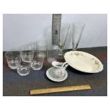 VINTAGE GLASSWARE & DISHES, STEM WARE