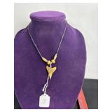 SHARK TOOTH PENDENT NECKLACE W/ BONE BEADS