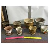 SEVERAL STONEWARE POTTERY PLANTERS