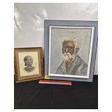 2 VINTAGE FRAMED PICTURES, OLD MAN & WOMEN