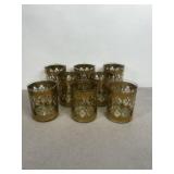 SET OF 8 GOLD TRIMMED MID-CENTRY GLASSES