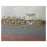 GOLD TRIMMED MID-CENTURY GLASSWARE