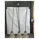 3 - LONG GLASS SHADE HANGING LIGHTS, 48" L