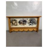 WILDLIFE WALL HANGING COAT RACK, 26" X 14"