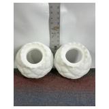 2 VINTAGE WHITE GLASS LAMP SHADES, 7" W