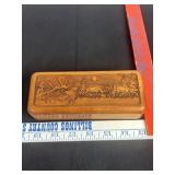 ELK SCENE ENGRAVED WOOD BOX, 6 3/4" L