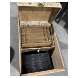 WOOD CRATE OF VINTAGE VYNAL RECORDS & CASE