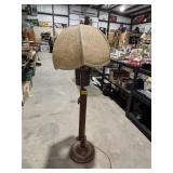 VINTAGE ADJUSTABLE FLOOR LAMP W/ WICKER SHADE