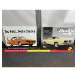 2 TIN SIGNS, DODGE CHARGER & PLYMOUTH