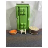 GREEN PLASTIC FOOD BRICK FULL OF SURVIVAL ITEMS