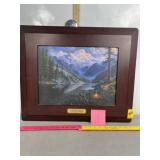 FRAMED ELK IN LAKE PSALM PICTURE, 23" X 20"
