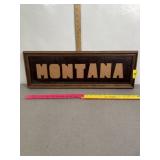 FRAMED MONTANA CUT OUT PICTURE, 26" X 9"