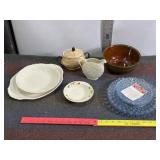 HAEGER BOWL, LENOX PITCHER, SERVING PLATES