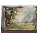 A. BIERSTADT FRAMED LAKE SCENE PRINT, 22 1/2" X 30