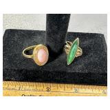 VINTAGE STYLE RINGS W/  STONES IN GOLD TONE METAL