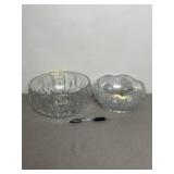 2 CLEAR GLASS DECORATIVE BOWLS