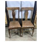 2 VINTAGE PADDED WOOD CHAIRS