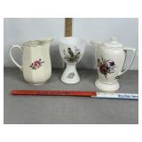NORLEAND ITALY FROSTED BIRD VASE, TEA POTS