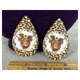 HIGHLAND COW LEOPARD PRINT TEARDROP EARRINGS