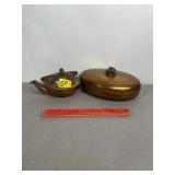 VINTAGE COPPER BED WARMER & TEA POT