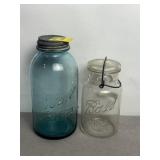 2 VINTAGE GLASS BALL JARS